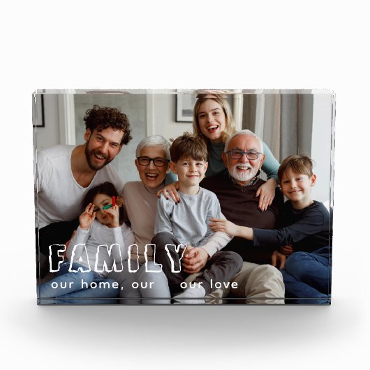 Family Script Collage Chic Photo Block Fotoblokken (Voorkant)