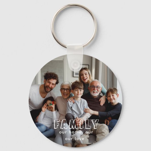 Family Script Collage Chic Sleutelhanger (Voorkant)