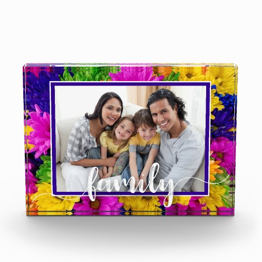 FAMILY Script Colorful Flowers Fotoblokken (Voorkant)