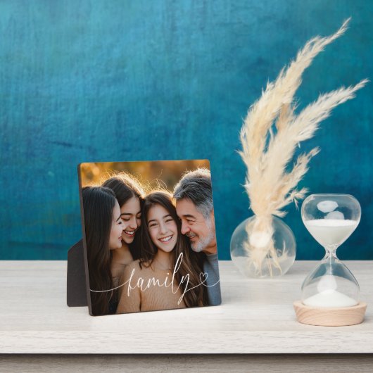 Family Script Heart Photo Tabletop Plaque Fotoplaat (Insitu)