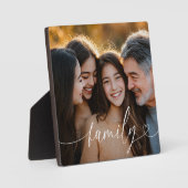 Family Script Heart Photo Tabletop Plaque Fotoplaat (Voorkant)
