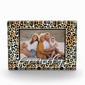 FAMILY Script Overlay Leopard Animal Pattern Fotoblokken (Voorkant)