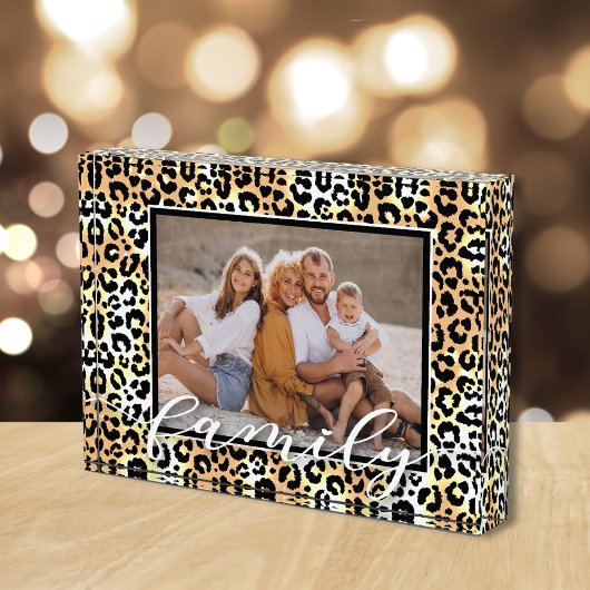 FAMILY Script Overlay Leopard Animal Pattern Fotoblokken