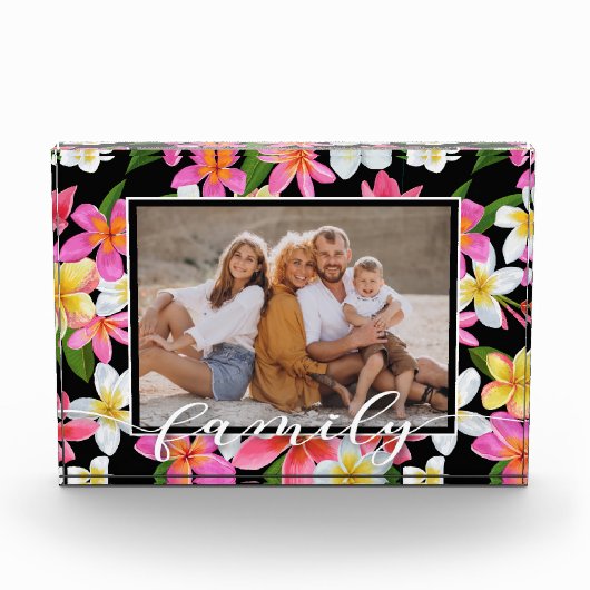 FAMILY Script Overlay Tropical Floral Fotoblokken (Voorkant)