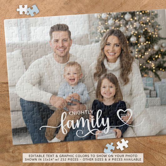 Family Script Photo Heart Name Custom Color Legpuzzel