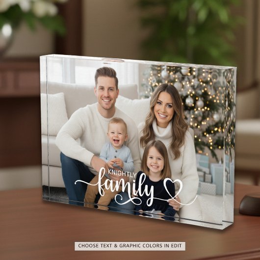 Family Script Photo Heart Name Custom Display Fotoblokken