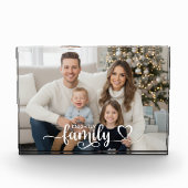 Family Script Photo Heart Name Custom Display Fotoblokken (Voorkant)