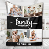 Family Script Typography Photo Collage Fleece Deken