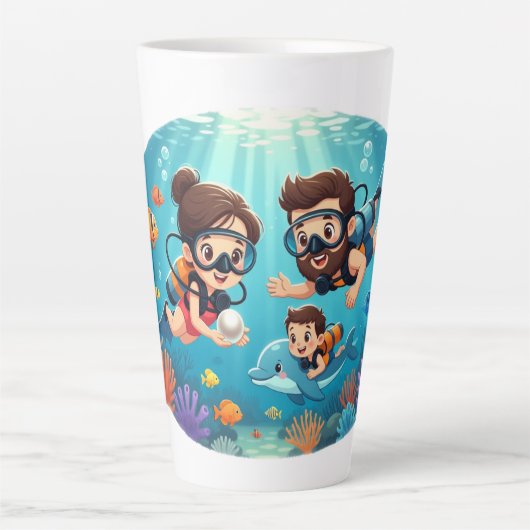 Family Scuba Diving Adventure Latte Mok (Voorkant)
