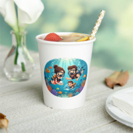 Family Scuba Diving Adventure Papieren Bekers