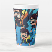 Family Scuba Diving Fun Latte Mok (Voorkant)