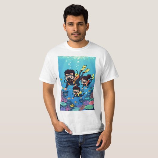 Family Scuba Diving Fun T-shirt (Voorkant volledig)