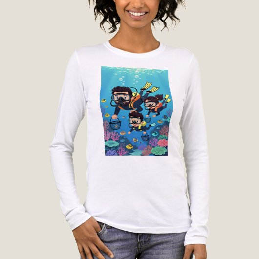 Family Scuba Diving Fun Tri-Blend Shirt (Voorkant volledig)