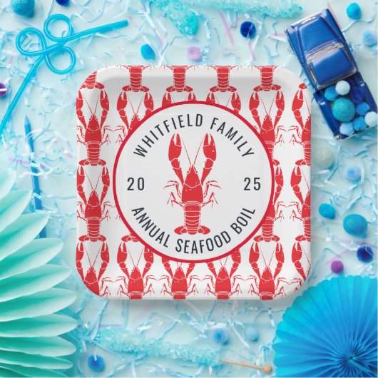 Family Seafood Lobster Boil Summer Party Papieren Bordje (Feest)