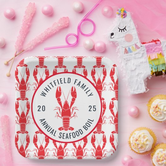 Family Seafood Lobster Boil Summer Party Papieren Bordje (Feest)