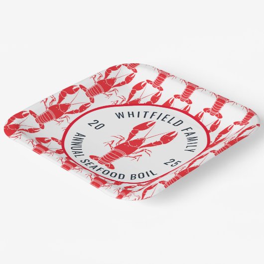Family Seafood Lobster Boil Summer Party Papieren Bordje (Gebogen)