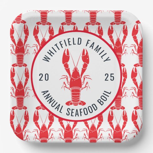 Family Seafood Lobster Boil Summer Party Papieren Bordje (Voorkant)