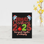Family Shark Christmas 2025 Santa Merry Time Spent Kaart (Gele Bloem)