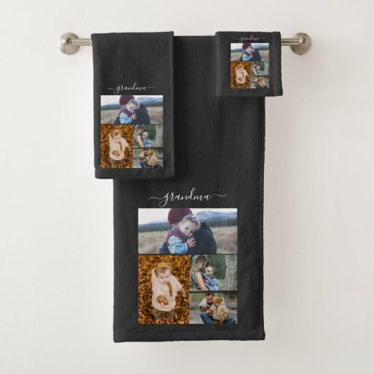 Family Simple Collage Modern Love oma mama Bad Handdoek (Insitu)