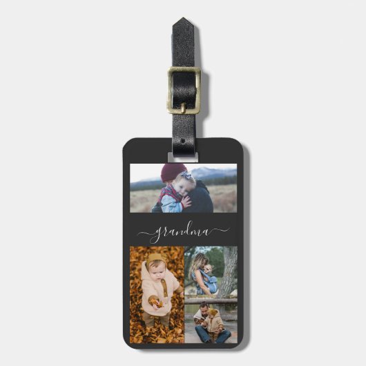 Family Simple Collage Modern Love oma mama Bagagelabel (Voorkant verticaal)