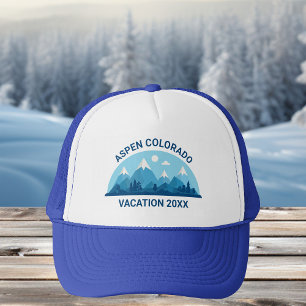 Family Ski Trip Custom Colorado City Blue Mountain Trucker Pet