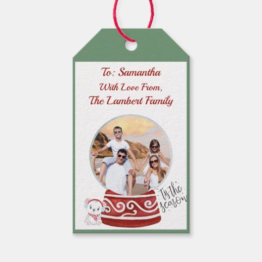 Family Snowglobe Cadeaulabel (Voorkant)