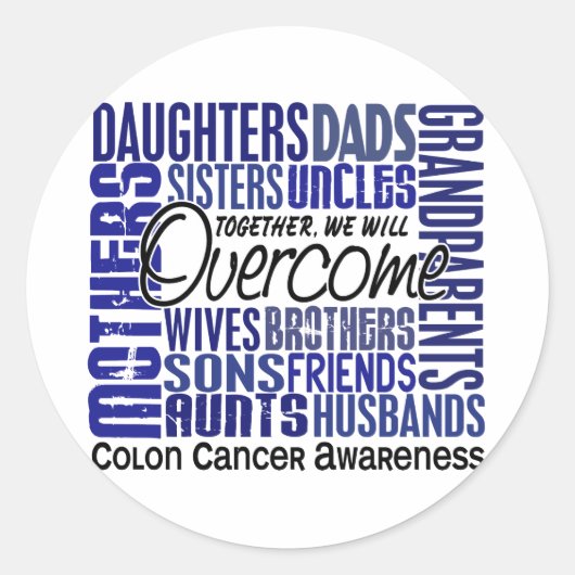 Family Square Colon Cancer Ronde Sticker (Voorkant)