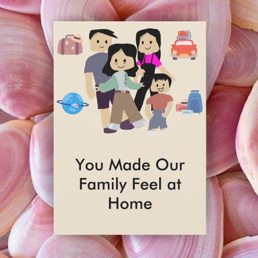 Family Stay Host Card with Custom Message Option Bedankkaart
