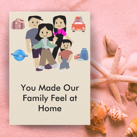 Family Stay Host Card with Custom Message Option Bedankkaart
