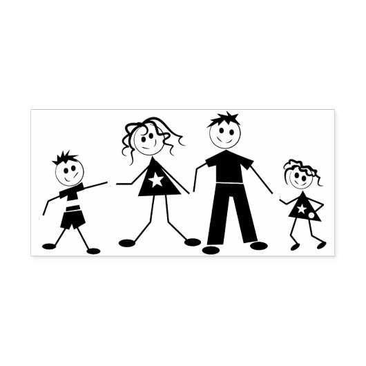 Family Stick Cijfers Rubberstempel (Afrduk)