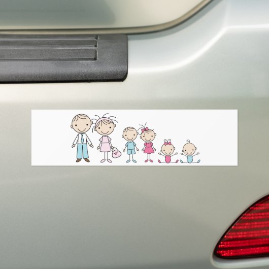 Family Stick Figures Bumperstickers (Op auto)