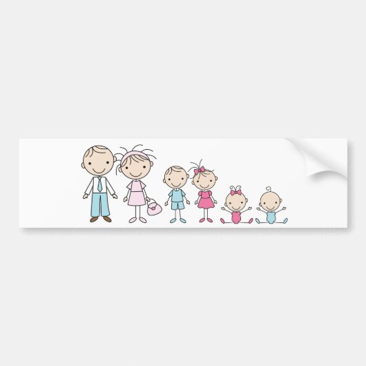 Family Stick Figures Bumperstickers (Voorkant)