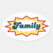 Family Sticker, comic book pop design Ovale Sticker (Voorkant)