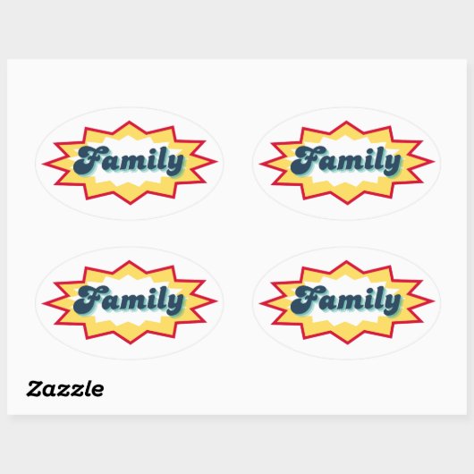 Family Sticker, comic book pop design Ovale Sticker (Vel)