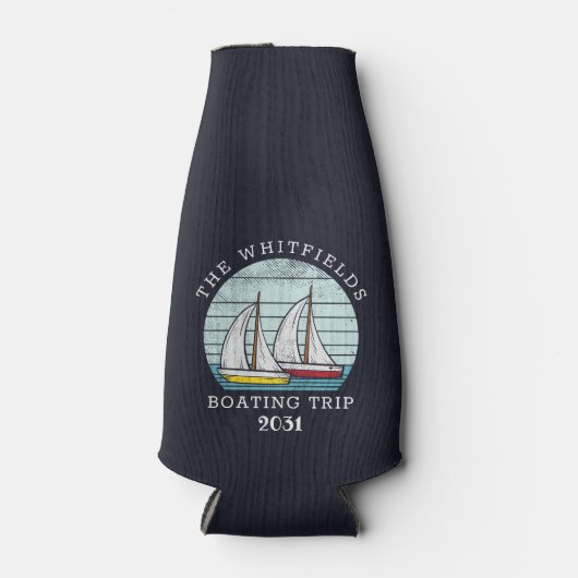 Family Summer Vacation Boating Sailraace Custom Flesjeskoeler (Voorkant)