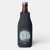 Family Summer Vacation Boating Sailraace Custom Flesjeskoeler (Fles Voorkant)