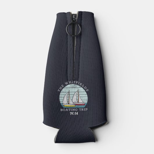 Family Summer Vacation Boating Sailraace Custom Flesjeskoeler (Achterkant)