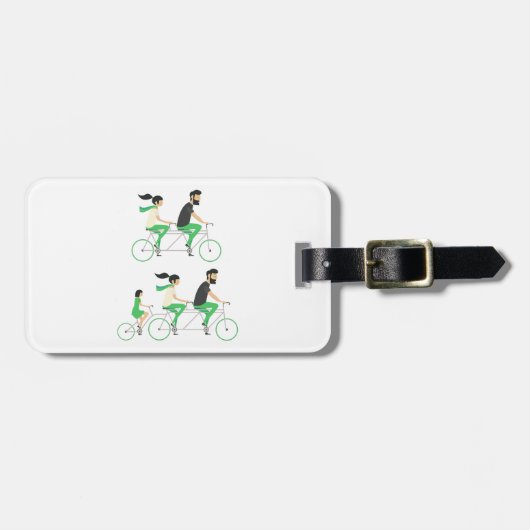 Family Tandem Bicycle Cycling Bagagelabel (Voorkant horizontaal)