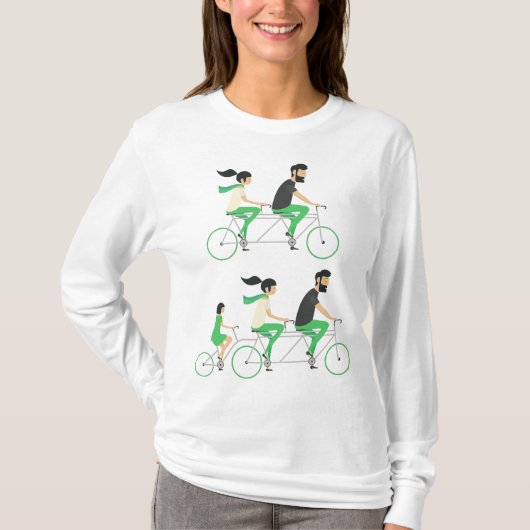 Family Tandem Bicycle Cycling T-shirt (Voorkant)