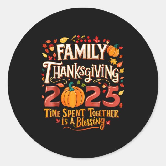 Family Thanksgiving 2025 Thanksgiving Crew Matchin Ronde Sticker (Voorkant)