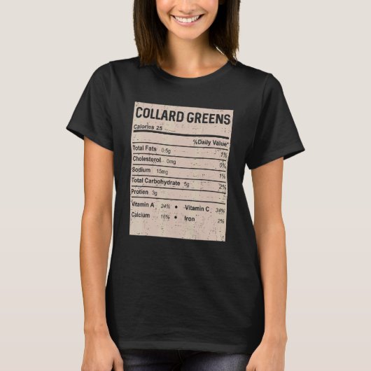 Family Thanksgiving  Collard greens Nutrition Fact T-shirt (Voorkant)