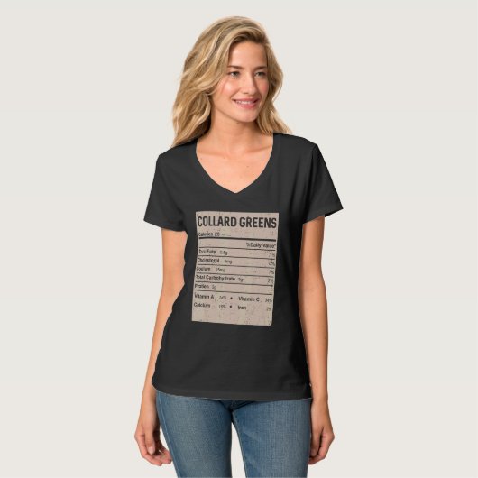 Family Thanksgiving  Collard greens Nutrition Fact T-shirt (Voorkant volledig)