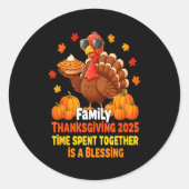 Family Thanksgiving Crew 2025 Funny Turkey Matchin Ronde Sticker (Voorkant)