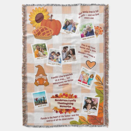 Family Thanksgiving Memories Photo Collage Deken (Voorkant Verticaal)
