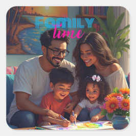 Family Time Vierkante Sticker