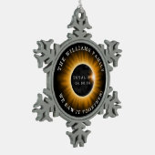 Family Totality Solar Eclipse Naam toevoegen Tin Sneeuwvlok Ornament (Links)