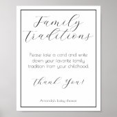 Family Traditions Minimalistisch Baby shower spel Poster (Voorkant)