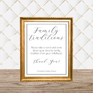 Family Traditions Minimalistisch Baby shower spel Poster