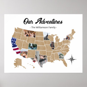 Family Travel Adventures USA Photo Collage Poster