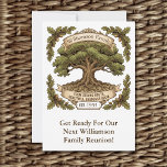 Family Tree Barbecue Picnic Family Reunion Kaart<br><div class="desc">Celebrate the roots that brought your family together with this Rustic Oak Tree Family Reunion Invitation. Featuring a beautifully illustrated oak tree with deep roots and spreading branches, this design symbolizes the generations, traditions, and shared history that make your family unique. The heartfelt message “From Strong Roots, Beautiful Branches Grow”...</div>